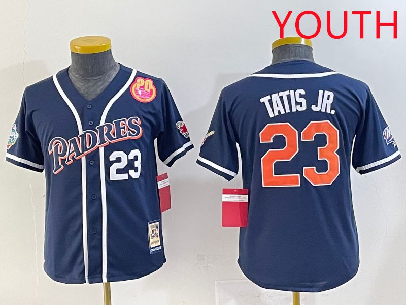 Youth 2025 San Diego Padres 23 Tatis jr Blue Throwback Game Nike MLB Jersey style 22